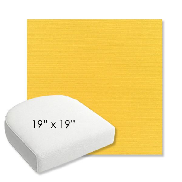 Picture of Canvas Sunflower Yellow | 19" x 19" Bullnose Contoured Rounded Back Wicker Chair Cushion - Sunbrella© Fabric