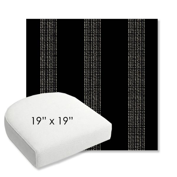 Picture of Caper Onyx | 19" x 19" Bullnose Contoured Rounded Back Wicker Chair Cushion - Sunbrella© Fabric