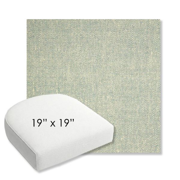Picture of Chartres Mist | 19" x 19" Bullnose Contoured Rounded Back Wicker Chair Cushion - Sunbrella© Fabric