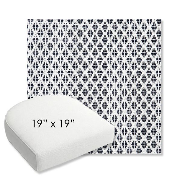 Picture of Detail Navy | 19" x 19" Bullnose Contoured Rounded Back Wicker Chair Cushion - Sunbrella© Fabric