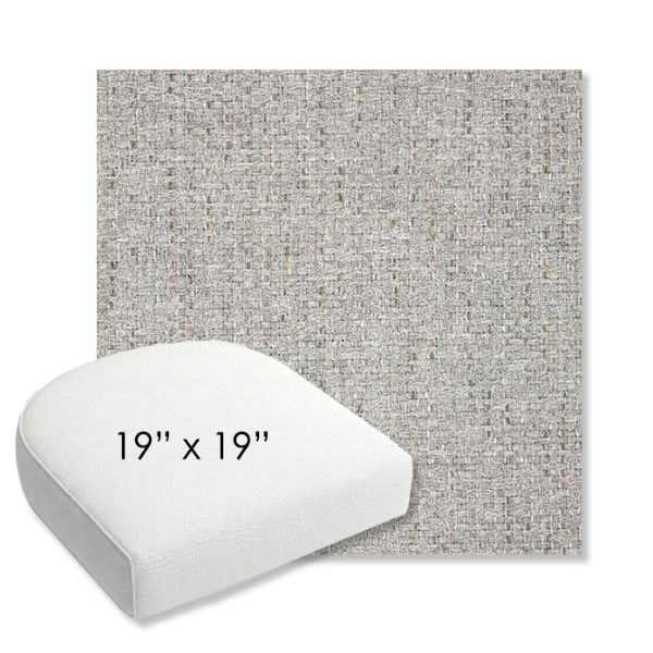 Picture of Dumont Dove | 19" x 19" Bullnose Contoured Rounded Back Wicker Chair Cushion - Sunbrella© Fabric