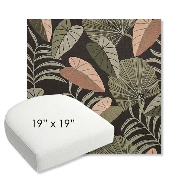 Picture of Fernie Midnight Garden | 19" x 19" Bullnose Contoured Rounded Back Wicker Chair Cushion - Sunbrella© Fabric
