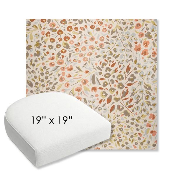 Picture of Flora Sunset | 19" x 19" Bullnose Contoured Rounded Back Wicker Chair Cushion - Sunbrella© Fabric