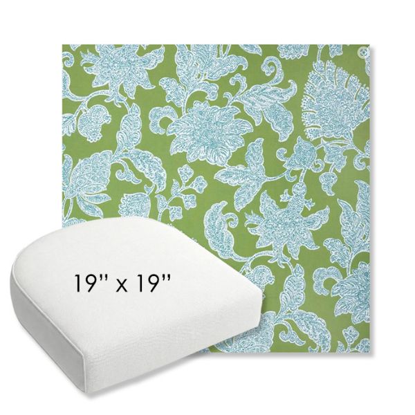 Picture of Floral Song Spring | 19" x 19" Bullnose Contoured Rounded Back Wicker Chair Cushion - Sunbrella© Fabric