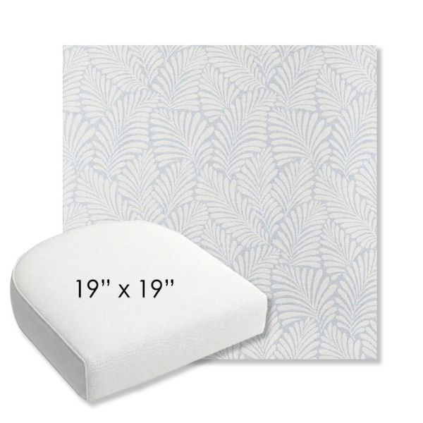 Picture of Frond Sky | 19" x 19" Bullnose Contoured Rounded Back Wicker Chair Cushion - Sunbrella© Fabric