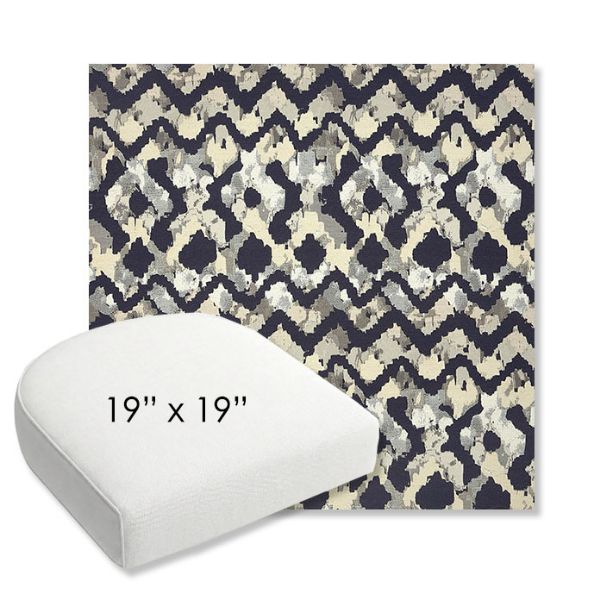 Picture of Inga Midnight | 19" x 19" Bullnose Contoured Rounded Back Wicker Chair Cushion - Sunbrella© Fabric