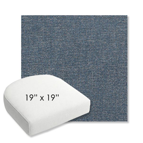 Picture of Kismet Denim | 19" x 19" Bullnose Contoured Rounded Back Wicker Chair Cushion - Sunbrella© Fabric
