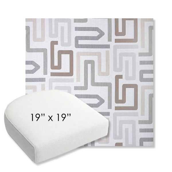 Picture of Labyrinth Cloud | 19" x 19" Bullnose Contoured Rounded Back Wicker Chair Cushion - Sunbrella© Fabric