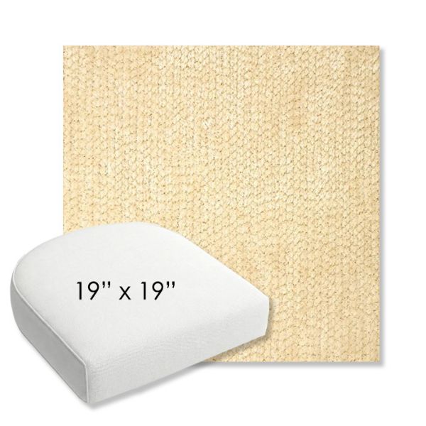 Picture of Margo Parchment | 19" x 19" Bullnose Contoured Rounded Back Wicker Chair Cushion - Sunbrella© Fabric