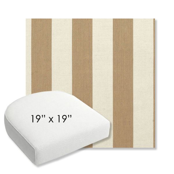 Picture of Maxim Heather Beige | 19" x 19" Bullnose Contoured Rounded Back Wicker Chair Cushion - Sunbrella© Fabric