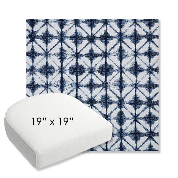 Picture of Midori Indigo | 19" x 19" Bullnose Contoured Rounded Back Wicker Chair Cushion - Sunbrella© Fabric