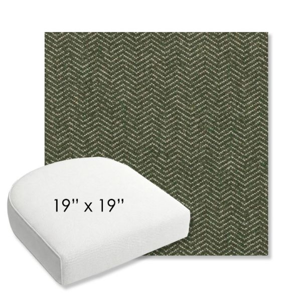 Picture of Odette Fern | 19" x 19" Bullnose Contoured Rounded Back Wicker Chair Cushion - Sunbrella© Fabric