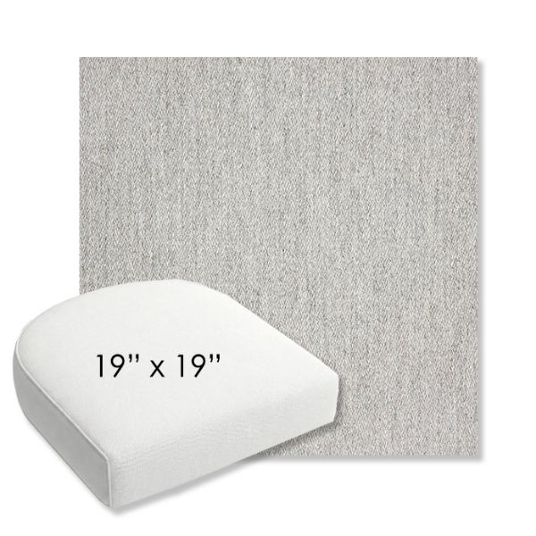 Picture of Pashmina Fog | 19" x 19" Bullnose Contoured Rounded Back Wicker Chair Cushion - Sunbrella© Fabric