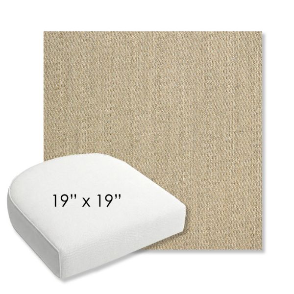 Picture of Pique Sand | 19" x 19" Bullnose Contoured Rounded Back Wicker Chair Cushion - Sunbrella© Fabric