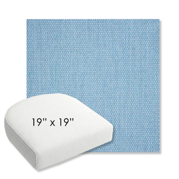 Picture of Pique Sky | 19" x 19" Bullnose Contoured Rounded Back Wicker Chair Cushion - Sunbrella© Fabric