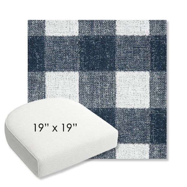 Picture of Preso Indigo | 19" x 19" Bullnose Contoured Rounded Back Wicker Chair Cushion - Sunbrella© Fabric