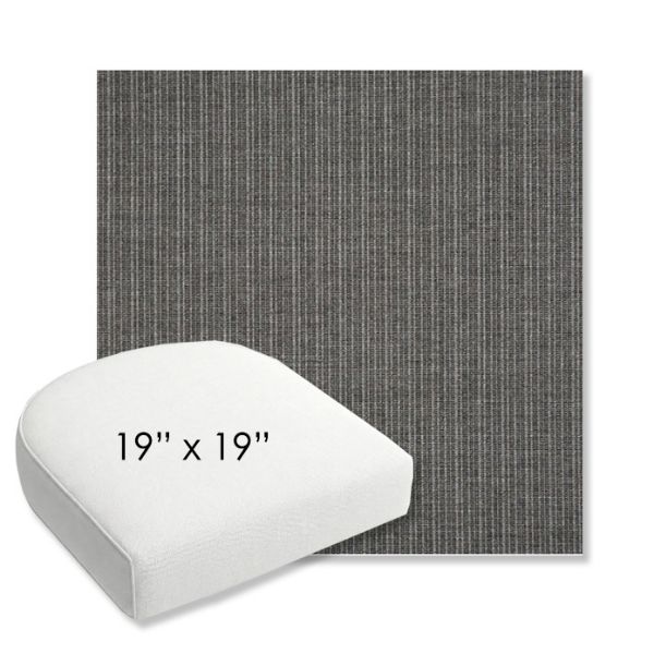 Picture of Proven Charcoal | 19" x 19" Bullnose Contoured Rounded Back Wicker Chair Cushion - Sunbrella© Fabric