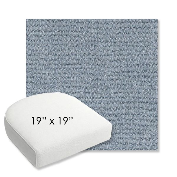 Picture of Remix Denim | 19" x 19" Bullnose Contoured Rounded Back Wicker Chair Cushion - Sunbrella© Fabric