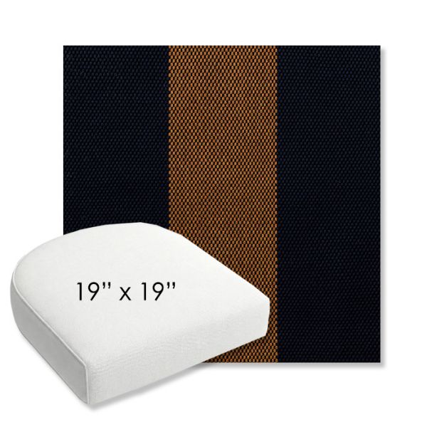 Picture of Rothko Bourbon Blue | 19" x 19" Bullnose Contoured Rounded Back Wicker Chair Cushion - Sunbrella© Fabric