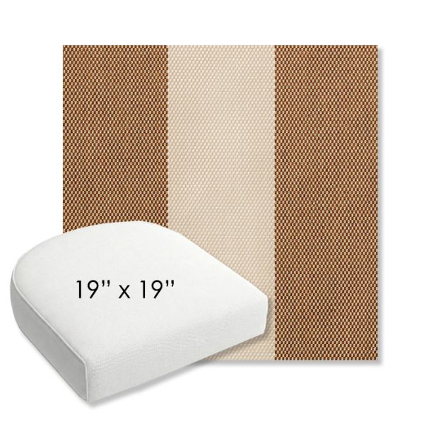 Picture of Rothko Latte | 19" x 19" Bullnose Contoured Rounded Back Wicker Chair Cushion - Sunbrella© Fabric