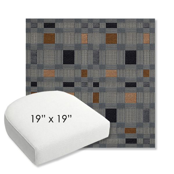 Picture of Rubix Vintage Denim | 19" x 19" Bullnose Contoured Rounded Back Wicker Chair Cushion - Sunbrella© Fabric