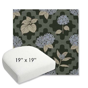 Picture of Trellis Topiary | 19" x 19" Bullnose Contoured Rounded Back Wicker Chair Cushion - Sunbrella© Fabric