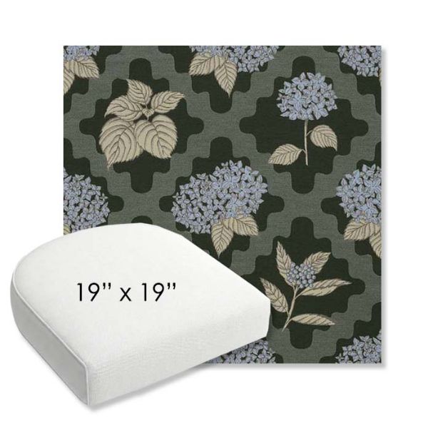 Picture of Trellis Topiary | 19" x 19" Bullnose Contoured Rounded Back Wicker Chair Cushion - Sunbrella© Fabric