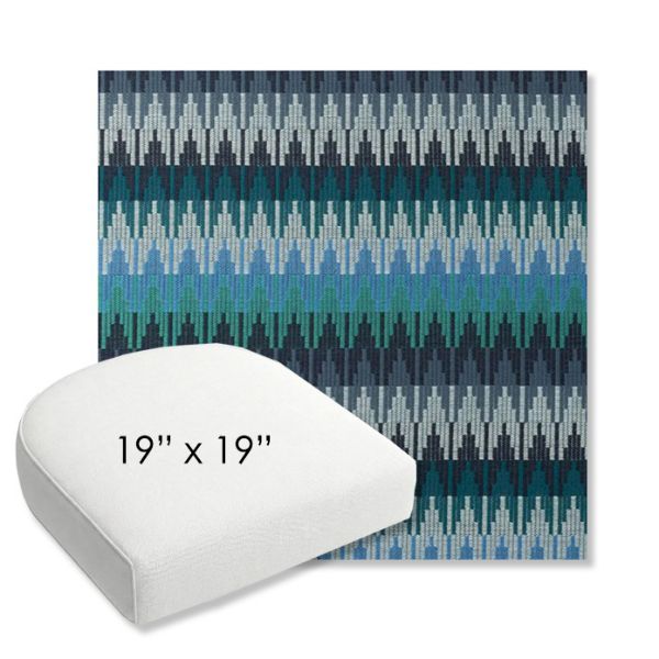 Picture of Valley Lagoon | 19" x 19" Bullnose Contoured Rounded Back Wicker Chair Cushion - Sunbrella© Fabric