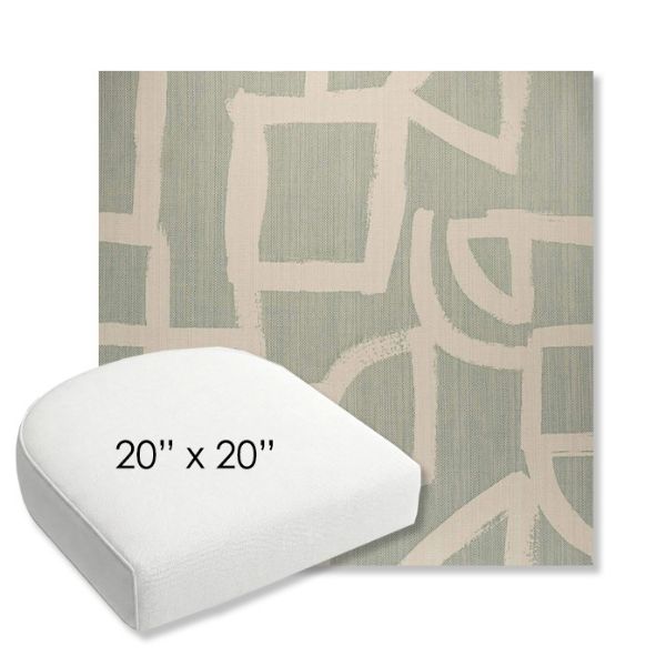 Picture of Brushstroke Duckegg | 20" x 20" Bullnose Contoured Rounded Back Wicker Chair Cushion - Sunbrella© Fabric