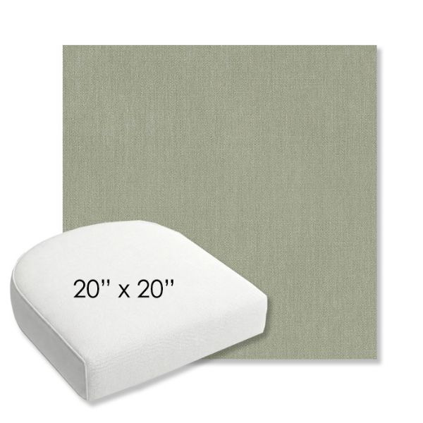 Picture of Canvas Seasalt | 20" x 20" Bullnose Contoured Rounded Back Wicker Chair Cushion - Sunbrella© Fabric