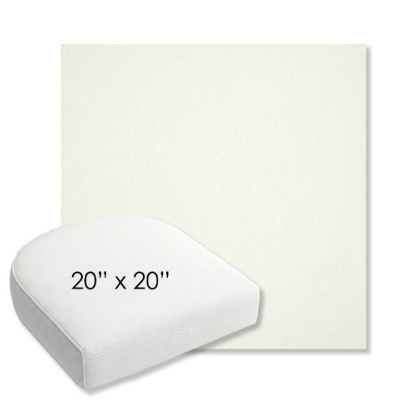 Picture of Canvas White | 20" x 20" Bullnose Contoured Rounded Back Wicker Chair Cushion - Sunbrella© Fabric