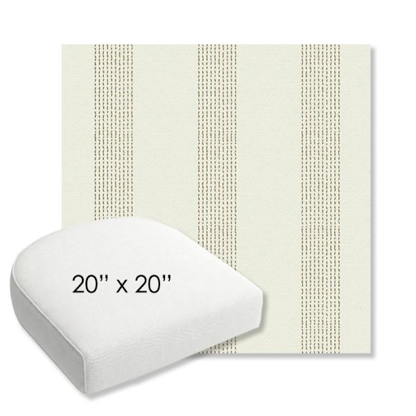 Picture of Caper Linen | 20" x 20" Bullnose Contoured Rounded Back Wicker Chair Cushion - Sunbrella© Fabric