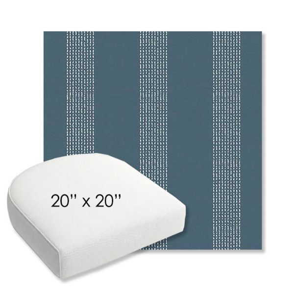 Picture of Caper Slate | 20" x 20" Bullnose Contoured Rounded Back Wicker Chair Cushion - Sunbrella© Fabric