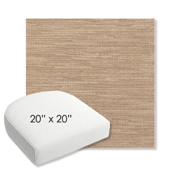 Picture of Charmer Limestone | 20" x 20" Bullnose Contoured Rounded Back Wicker Chair Cushion - Sunbrella© Fabric