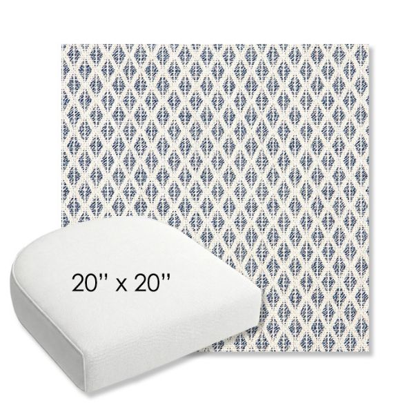Picture of Detail Denim | 20" x 20" Bullnose Contoured Rounded Back Wicker Chair Cushion - Sunbrella© Fabric