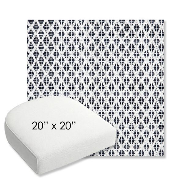 Picture of Detail Navy | 20" x 20" Bullnose Contoured Rounded Back Wicker Chair Cushion - Sunbrella© Fabric
