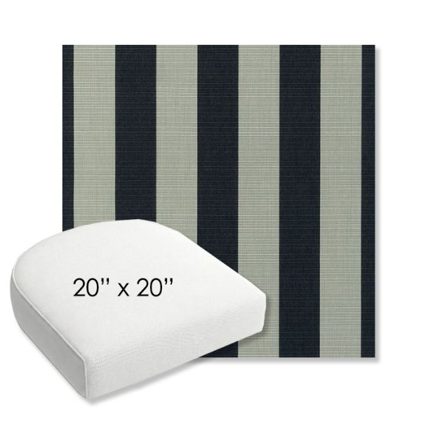 Picture of Expressive Mist | 20" x 20" Bullnose Contoured Rounded Back Wicker Chair Cushion - Sunbrella© Fabric