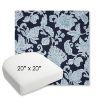 Picture of Floral Song Navy | 20" x 20" Bullnose Contoured Rounded Back Wicker Chair Cushion - Sunbrella© Fabric