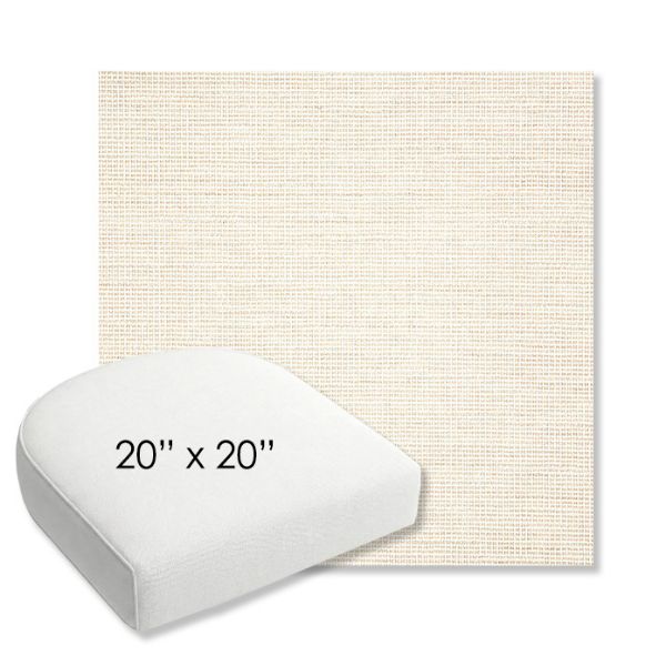 Picture of Kudos Vellum | 20" x 20" Bullnose Contoured Rounded Back Wicker Chair Cushion - Sunbrella© Fabric