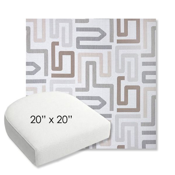 Picture of Labyrinth Cloud | 20" x 20" Bullnose Contoured Rounded Back Wicker Chair Cushion - Sunbrella© Fabric