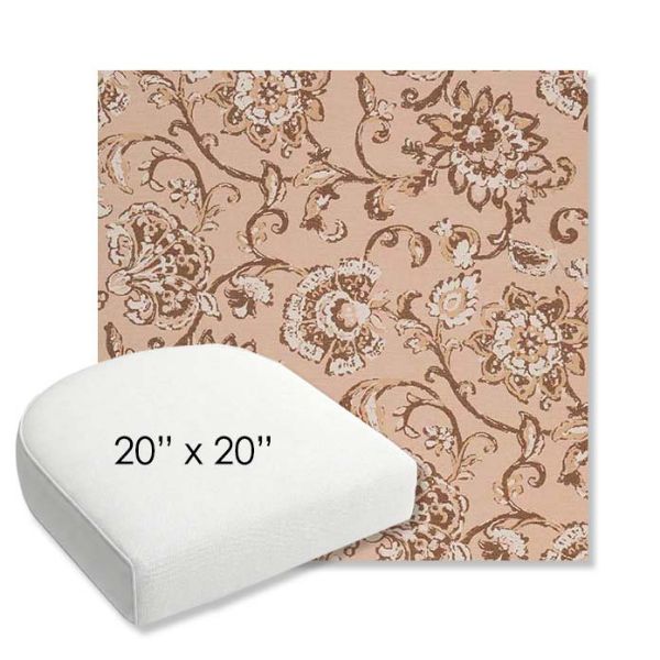 Picture of Martha Floral Dogwood | 20" x 20" Bullnose Contoured Rounded Back Wicker Chair Cushion - Sunbrella© Fabric