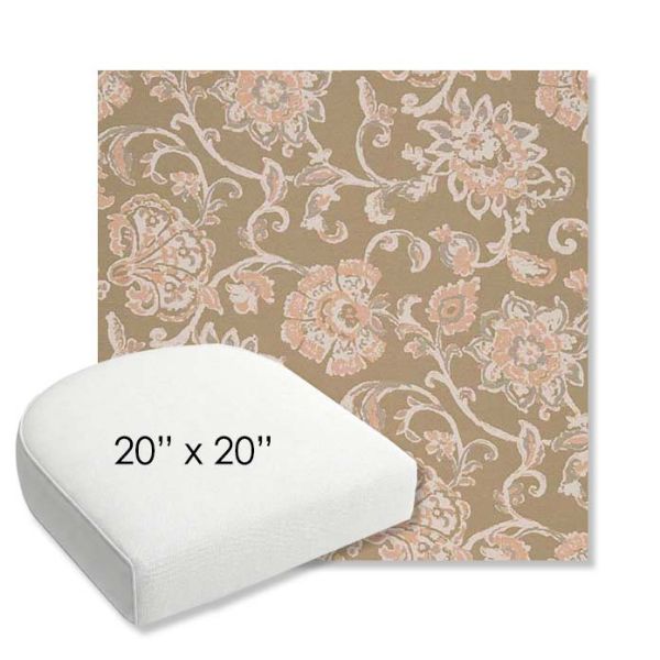 Picture of Martha Floral Spring | 20" x 20" Bullnose Contoured Rounded Back Wicker Chair Cushion - Sunbrella© Fabric