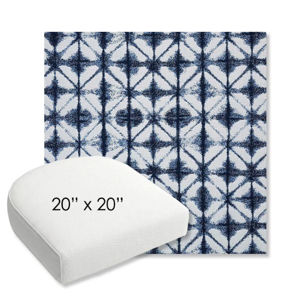 Picture of Midori Indigo | 20" x 20" Bullnose Contoured Rounded Back Wicker Chair Cushion - Sunbrella© Fabric
