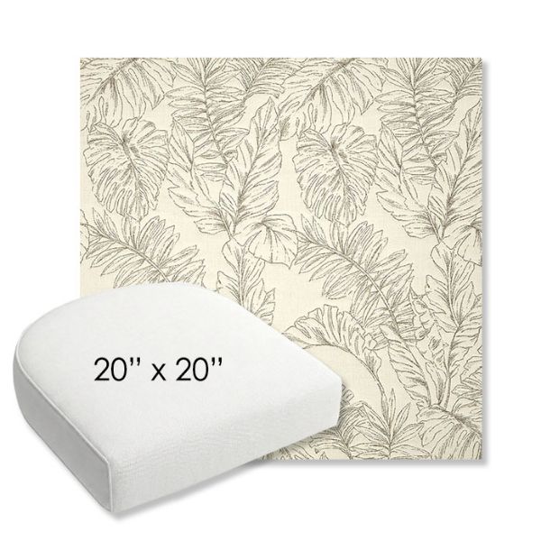 Picture of Palma Whitesand | 20" x 20" Bullnose Contoured Rounded Back Wicker Chair Cushion - Sunbrella© Fabric