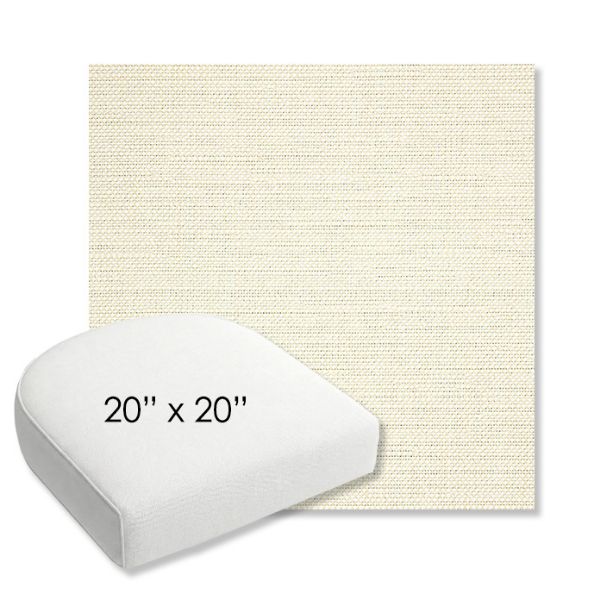 Picture of Piazza Parchment | 20" x 20" Bullnose Contoured Rounded Back Wicker Chair Cushion - Sunbrella© Fabric
