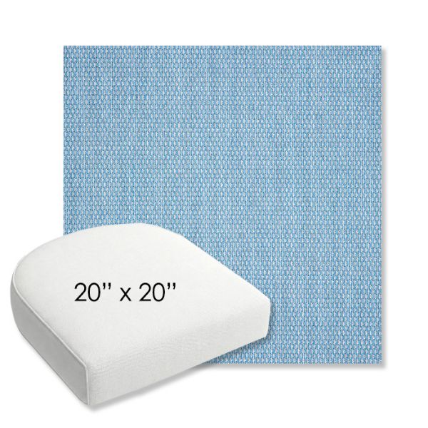 Picture of Pique Sky | 20" x 20" Bullnose Contoured Rounded Back Wicker Chair Cushion - Sunbrella© Fabric