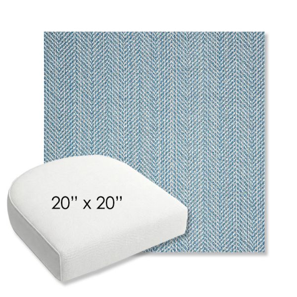 Picture of Posh Sky | 20" x 20" Bullnose Contoured Rounded Back Wicker Chair Cushion - Sunbrella© Fabric