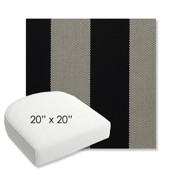 Picture of Rothko Stone Harbor | 20" x 20" Bullnose Contoured Rounded Back Wicker Chair Cushion - Sunbrella© Fabric