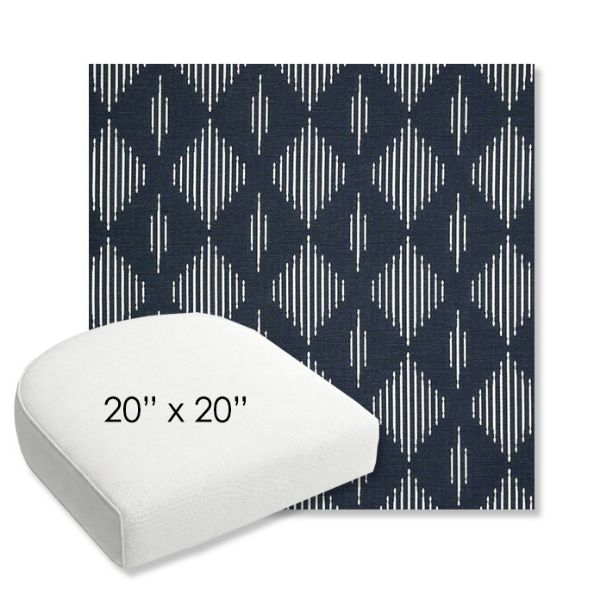 Picture of Spinner Diamond Midnight | 20" x 20" Bullnose Contoured Rounded Back Wicker Chair Cushion - Sunbrella© Fabric
