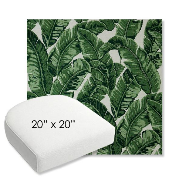 Picture of Tropics Jungle | 20" x 20" Bullnose Contoured Rounded Back Wicker Chair Cushion - Sunbrella© Fabric